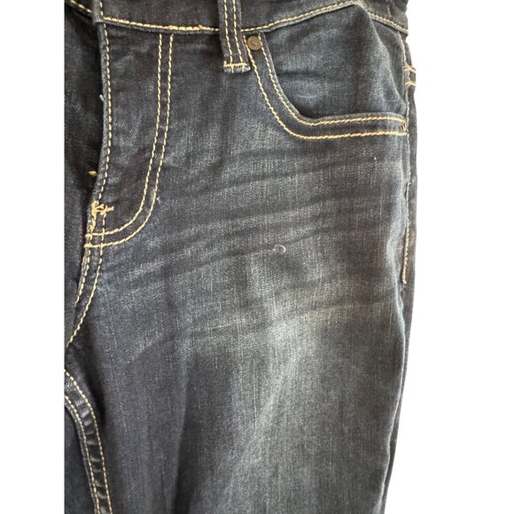 BKE Denim Payton Bootcut Jeans Womens Size 31XL Dark Wash Distressed Stretch Cot - Picture 7 of 7